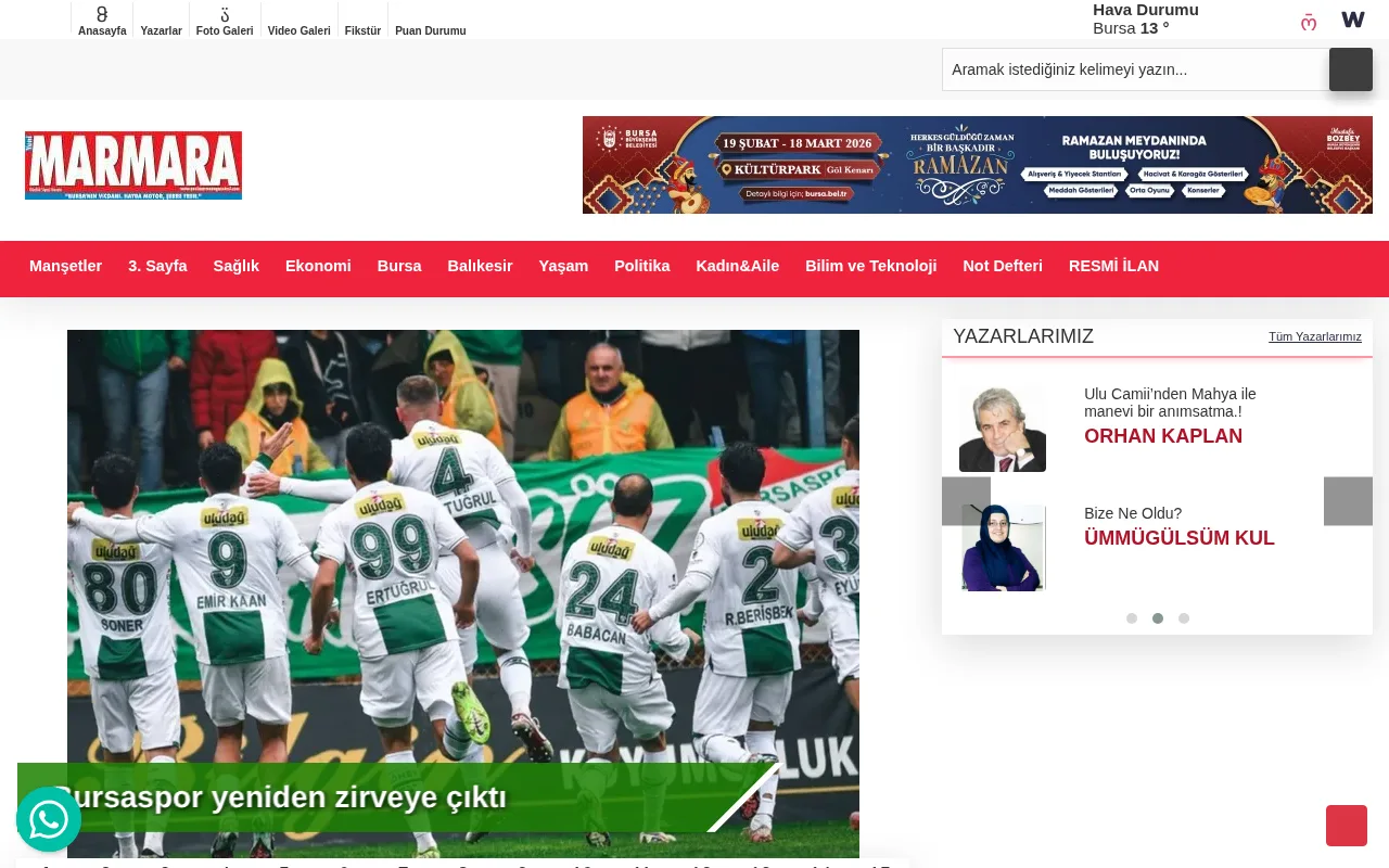 yenimarmaragazetesi.com web sitesi ekran görüntüsü - Haber