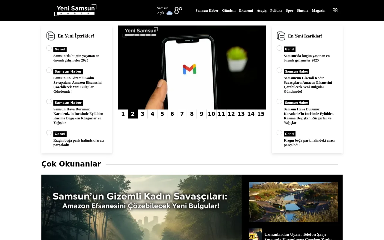 yenisamsunhaber.com web sitesi ekran görüntüsü - Haber