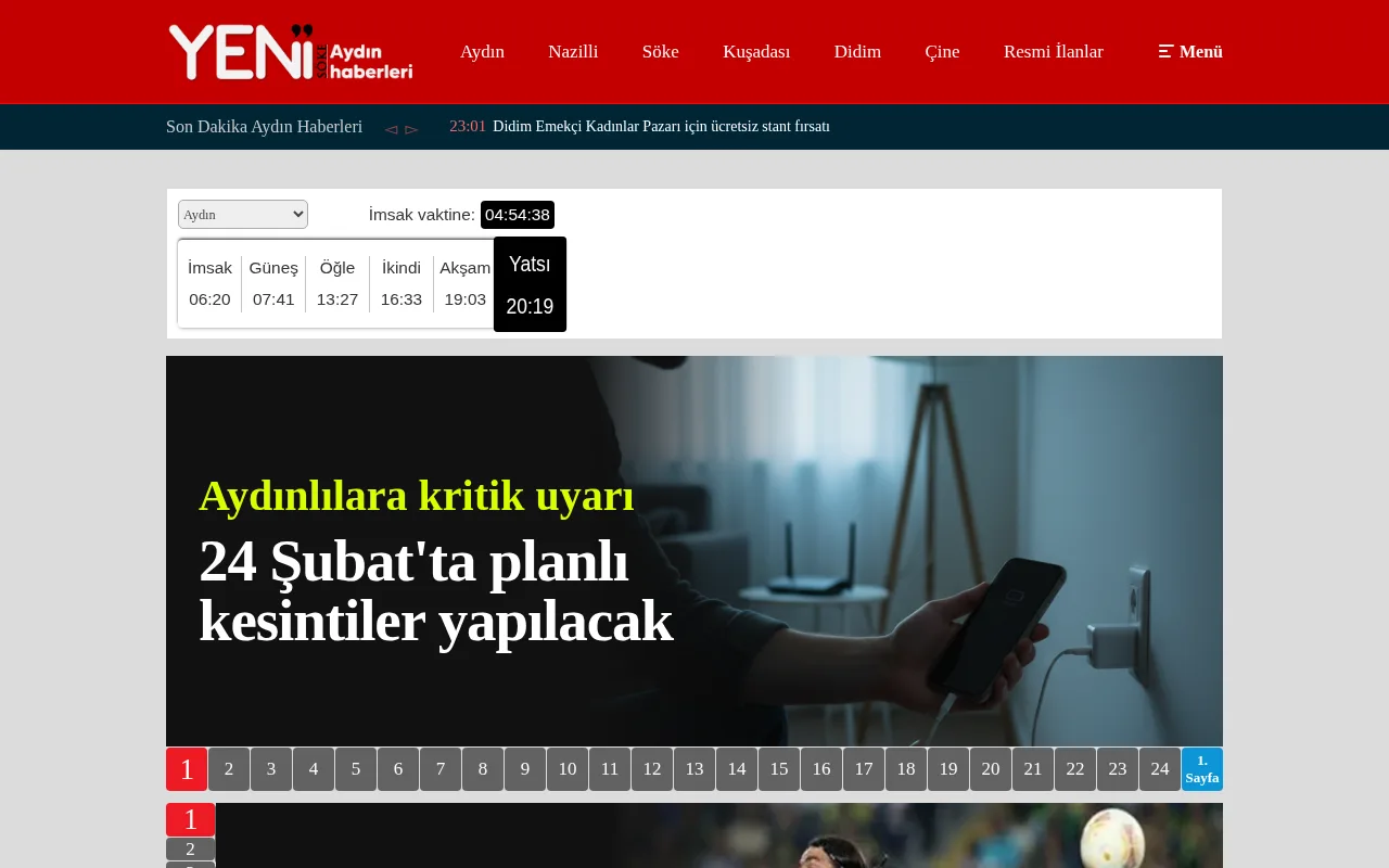 yenisokegazetesi.com web sitesi ekran görüntüsü - Haber - DA 24