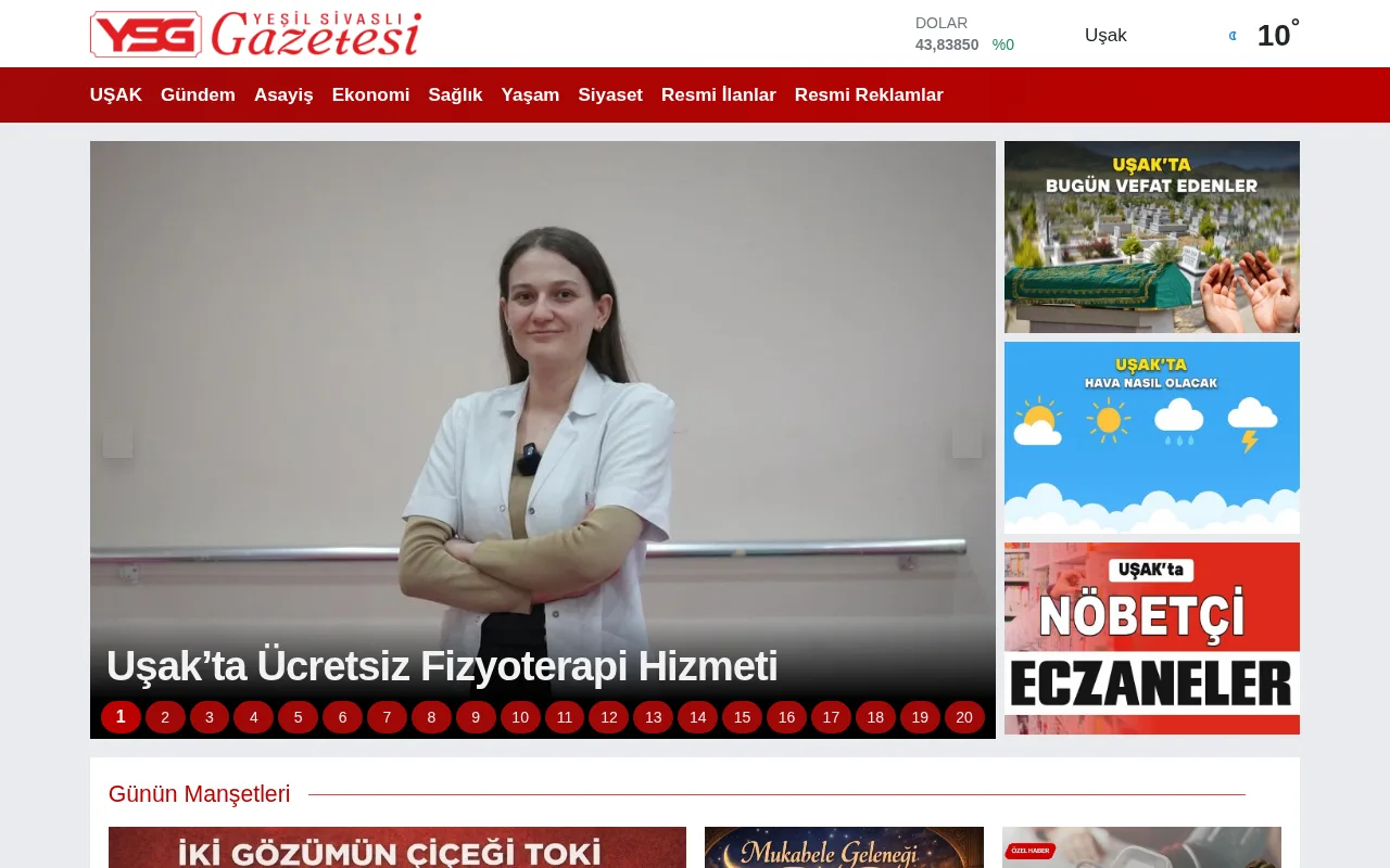 yesilsivasligazetesi.com web sitesi ekran görüntüsü - Haber - DA 23