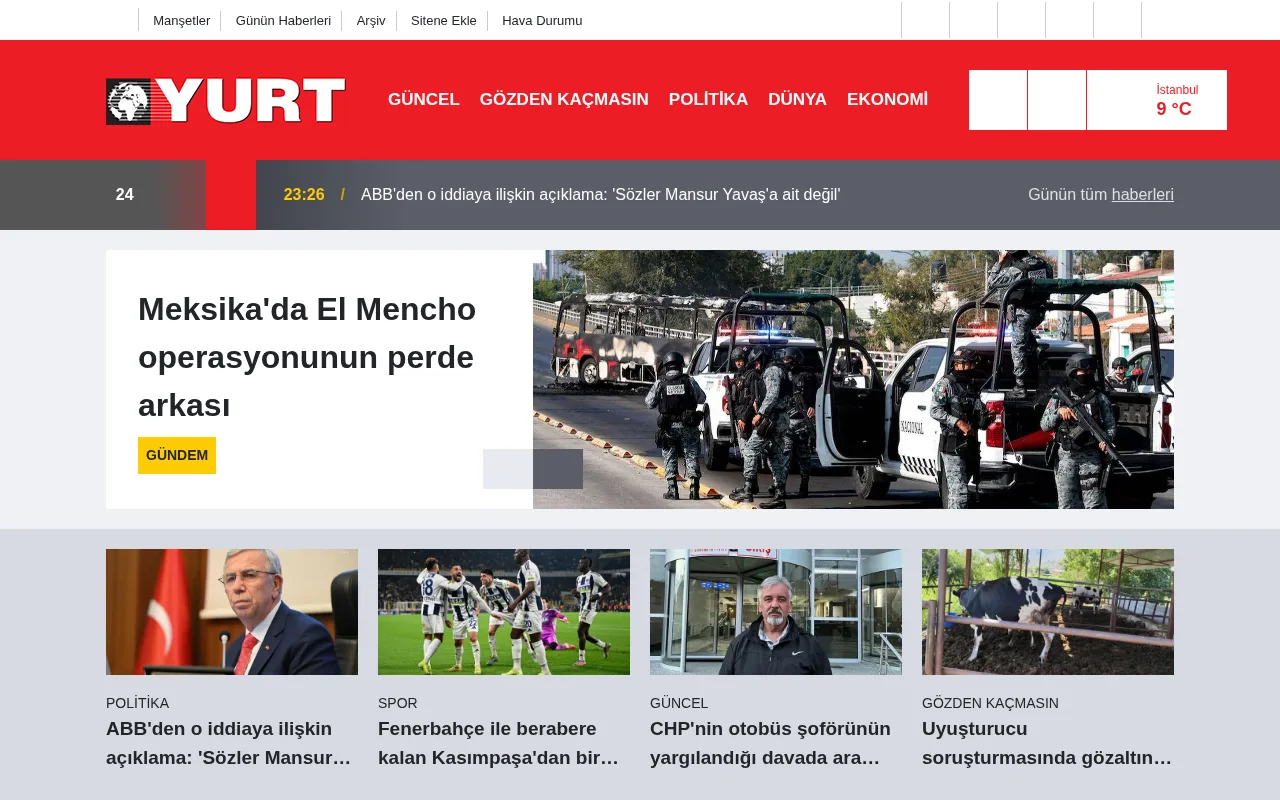 yurtgazetesi.com.tr web sitesi ekran görüntüsü - Haber