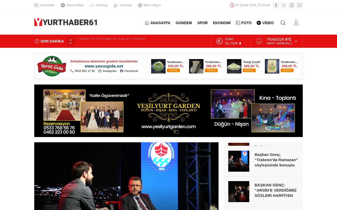 yurthaber61.com web sitesi ekran görüntüsü - Haber