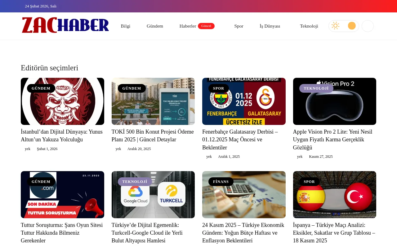 zachaber.com web sitesi ekran görüntüsü - Haber