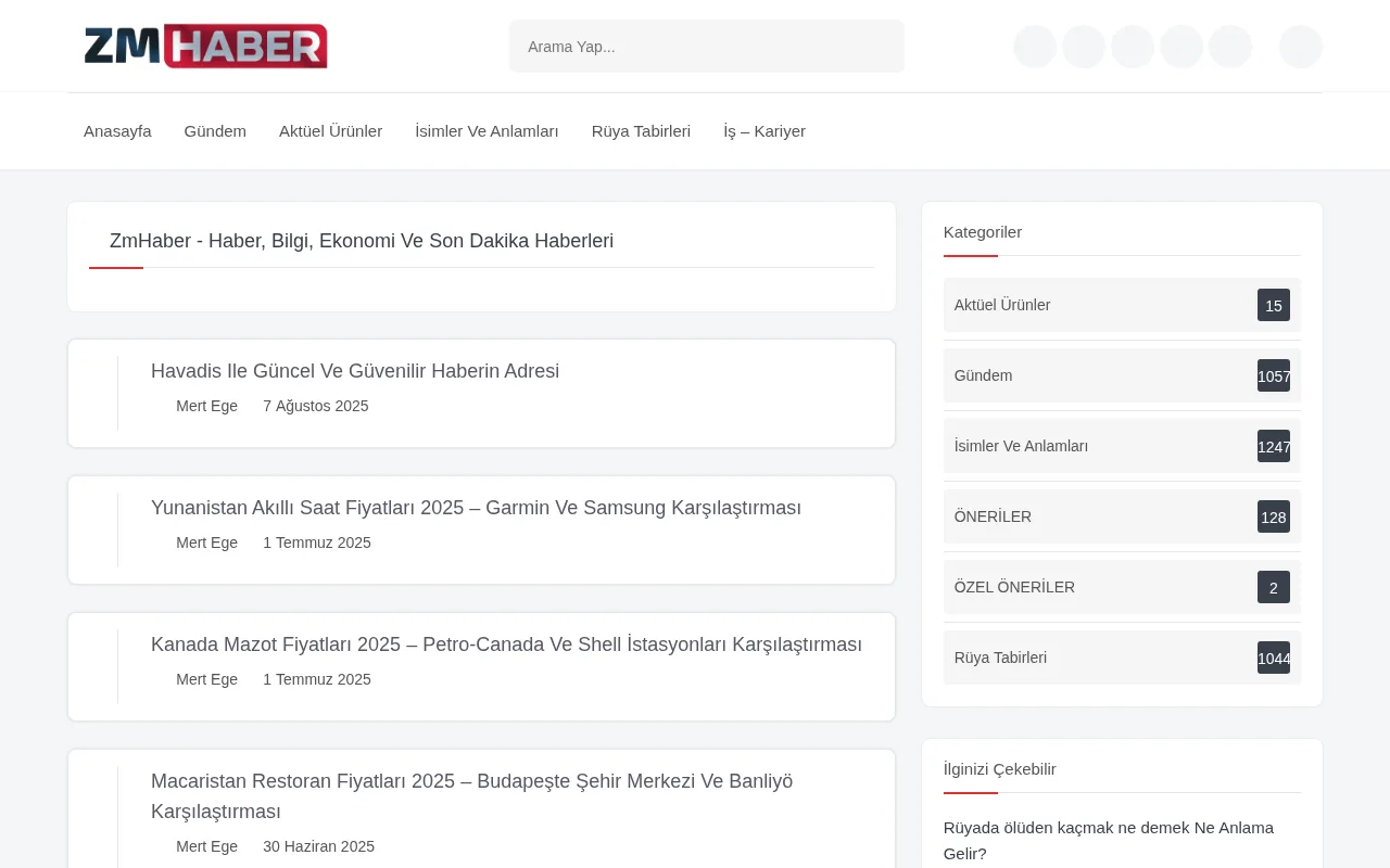zmhaber.com.tr web sitesi ekran görüntüsü - Haber - DA 33